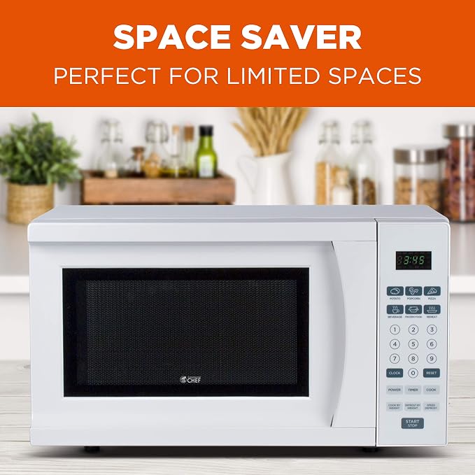 Commercial CHEF 701 Watt Counter Top Microwave Oven, 0.7 Cu. Ft, White