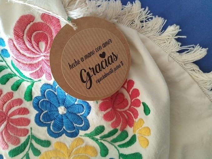 50 Handmade with Love Kraft Stickers, Gracias Stickers, Spanish Labels
