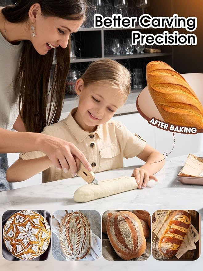 CLUEAPOP Extractable & Magnetic Bread Lame Dough Scoring Tool - Professional Sourdough Scoring Tool - Sourdough Bread Baking & Bread Scoring Tool - Scoring Patterns Booklet & 5 Razor Blades