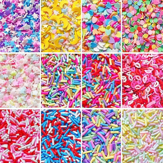EHOPE 120g Fake Sprinkles Faux Sprinkle Clay Sprinkles Polymer Clay Slices for Nail Art DIY Crafts Cake Phone Case(120G-Clay Slices+ Sugar granules-12Color)