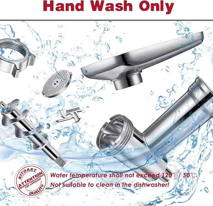 Metal Food Grinder Attachments for KitchenAid Stand Mixers, Meat Grinder, Sausage Stuffer, Perfect Mixer Attachment for KitchenAid Mixers, Silver(Machine/Mixer Not Included)