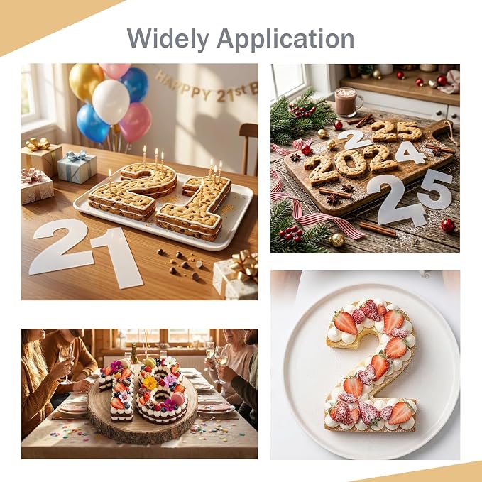 Number Cake Mold ， 0-8 Plastic Cake Stencils Flat Numerical Baking Forms for DIY Cakes Cookies（9 Pieces 10 Inch）