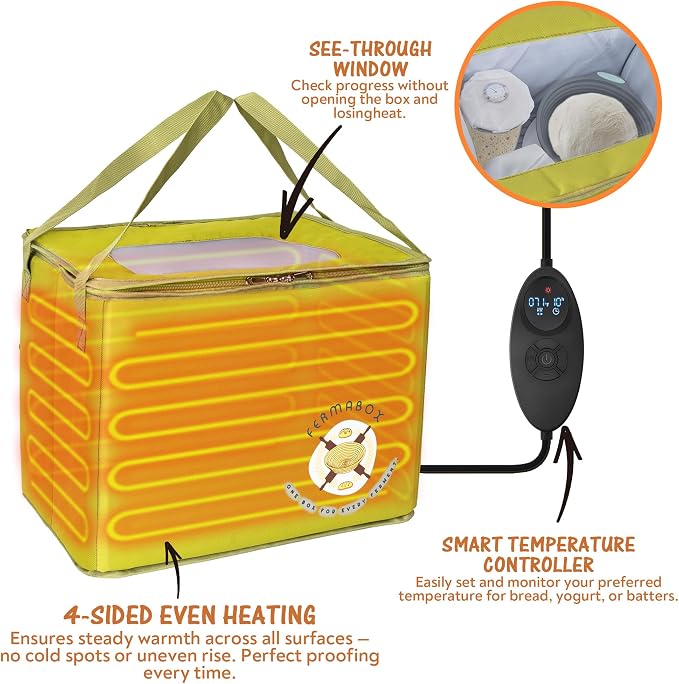 Foldable Bread Proofing Box - Bread Proofer Box - 60-120°F Temp Control, 24H Timer