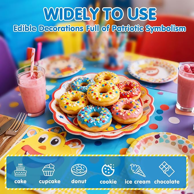 Colorful Round Confetti Sprinkles,Edible Cake Decorations for Baking,130g,Red Blue Yellow and White Sugar Sprinkle,fancy baking Cupcakes Cookie Donuts Ice Cream Toppers,Duck Themed Desserts,Birthday,Children's Party Supplies