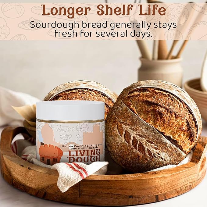 Living Dough - Italian Sourdough Starter Culture - Active & Live Organic Sourdough Starter for Baking - For Artisan Bread, Pizza Dough, Waffles & More