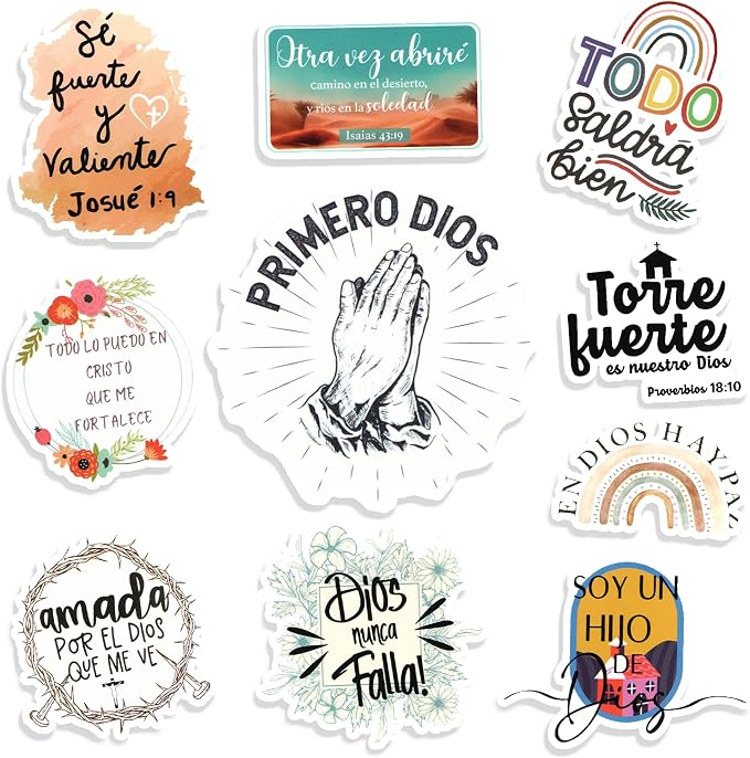 Spanish Christian Stickers - Pegatinas Cristianas con Versículos Bíblicos for Water Bottles, Bible Journaling & Laptop - Religious Faith Gifts for Women Men & Teens