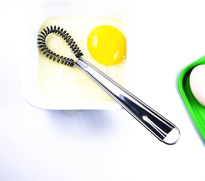 Stainless Steel Mini Spring Egg Beater Silicone Whisk Magic Hand Held Sauce Stirrer Blender Milk Frother Foamer Coffee Mixer (Silicone Coil)