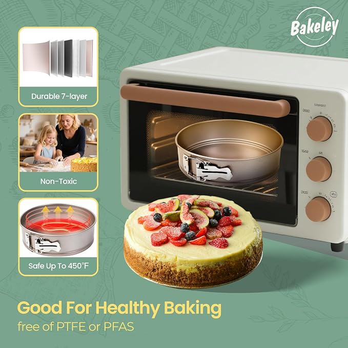 10 Inch Springform Pan, Non-Stick 10 Springform Pan with Removable Bottom, Carbon Steel, Cheesecake (Champagne Gold)