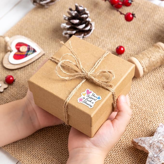 500Pcs Thank You Stickers for Small Business Online Retailers Small Shop Mail Envelopes Baking, Sealing Packaging Gift Wrap Stickers, Your Support is Such A Blessing