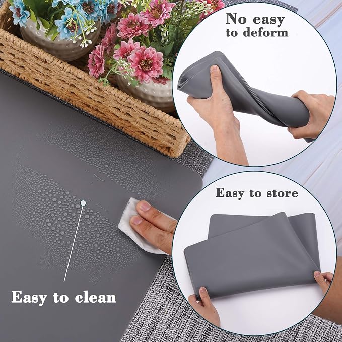 Gartful Silicone Mat Dark Gray 31.5" x 23.6" x 0.07", Large Crafts Sheet, Desk Work Pad, Countertop Protector, Heat Resistant Table Placemat, Resin Casting Molds, Nonstick