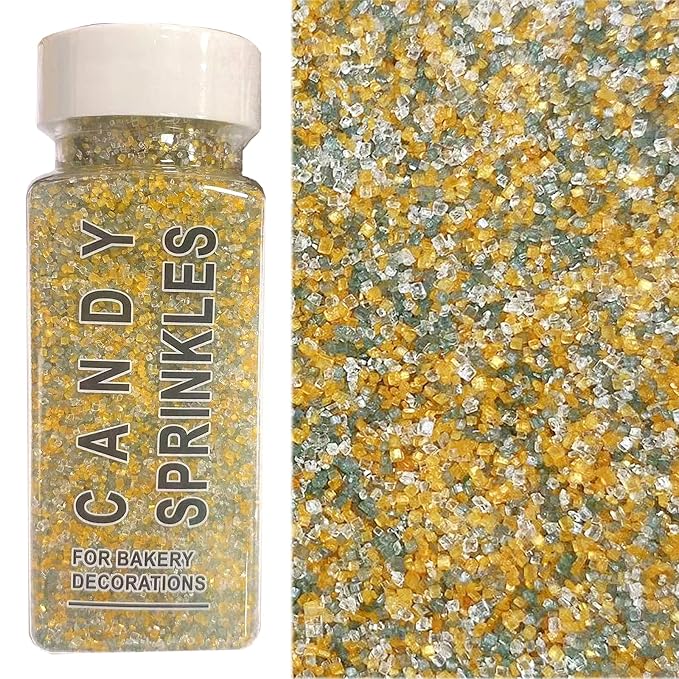 Sentovac Gold Sliver White Sanding Sugar Crystals for Baking Edible Coarse Crystals Sparkling Sugar Sprinkles Cake Cookie Cupcake Topper Ice Cream Decoration Supplies