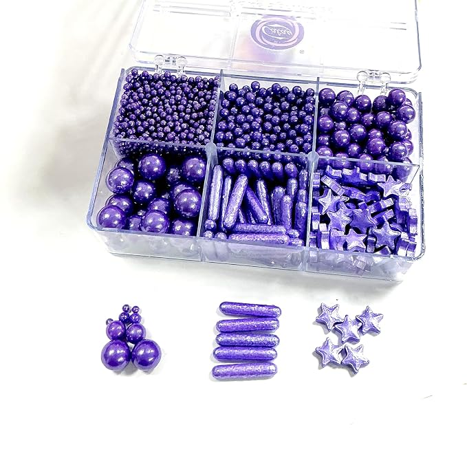 Homipooty Edible Purple Pearl Sugar Sprinkles 130g/4.58oz Purple Pearl Star Sprinkles For Cake Decorations Wedding，Cookies，Ice Cream, Cupcake Toppers, Halloween Christmas Supplies