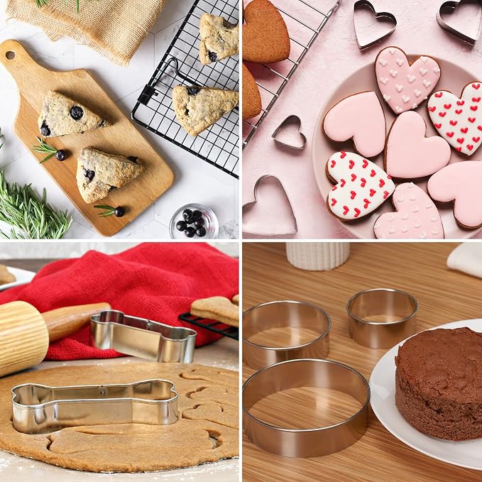 HARFINGTON Teardrop/Raindrop Cookie Cutter Set Assorted Sizes Stainless Steel Water-Drop Rose Flower Petal Cookie Cutters Molding for Pastry Fondant Cake Cookie