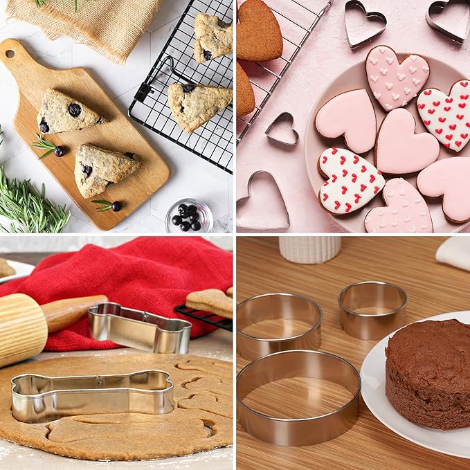 HARFINGTON Triangle Cookie Cutter Set Assorted Sizes Stainless Steel Geometric Baking Pastry Cookie Cutters Molding for Pastry Fondant Cake Cookie
