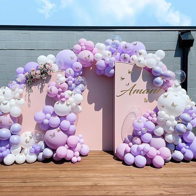 120pcs Pastel Purple Balloons, 18 12 10 5 inch Light Purple Balloons Different Sizes Purple Balloon Garland for Baby Shower Gender Reveal Wedding Birthday Party Decorations