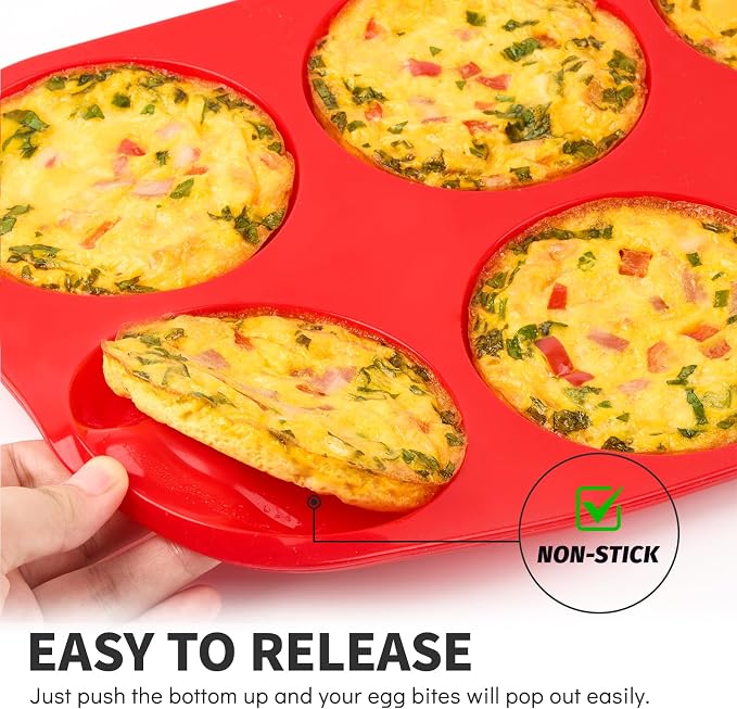Puyeipt 4 Inch Silicone Egg Molds for Breakfast Sandwiches, 2 Pack Jumbo Size Muffin Top Pans, Non-Stick Round Baking Molds for Egg Bites, Hamburger Buns, English Muffins, Whoopie Pies