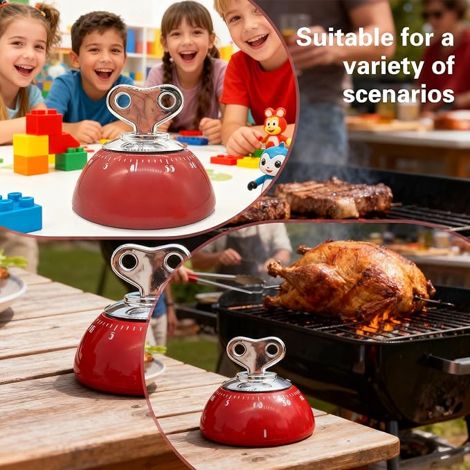 Mechanical Kitchen Timer Wind up Retro Manual Countdown Clock | Mechanical Wind up Kitchen Timer for Cooking Baking Steaming Skincare with Crisp Alarm and No Battery Required