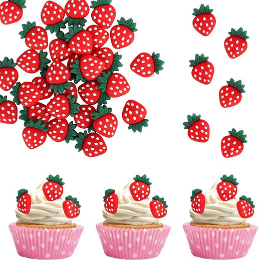 30 PCS Strawberry Cupcake Toppers Red Fruit Theme Berry Strawberry Cupcake Picks for Sweet Fruit Baby Shower Kids Boys Girls Birthday Party Cake Decorations Supplies