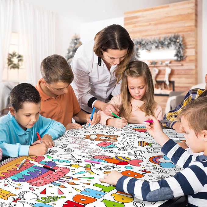 Gatherfun Giant Coloring Poster for Classroom Wall - Versatile 31.5 x 72 Inches Birthday Activity Poster/Table Cover, School Parties, Birthday Party and Special Events Decoration