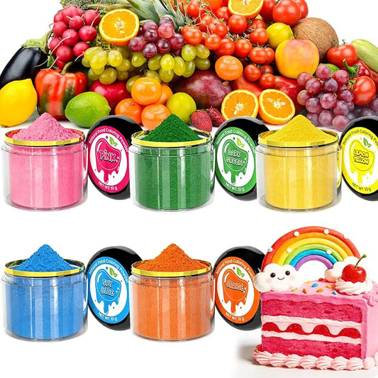 Natural Food Coloring Powder - 50g Plant Based Pastel Food Coloring, Blue, Pink, Green, Orange & Yellow Natural Food Dye Powders for Baking Cake, Icing, Frosting No Artificial Vegan (5 Packets)