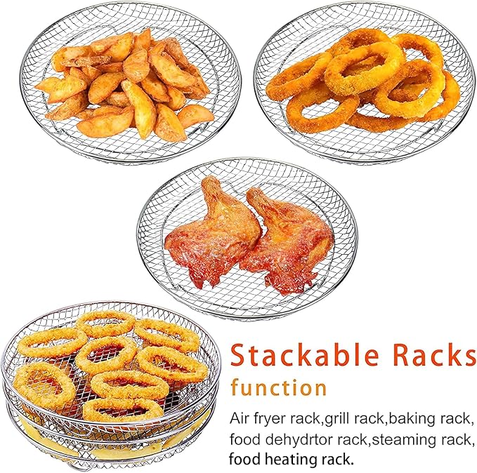 3 layer circular Baking net Air Fryer Racks for Gowise USA Airfryer,Accessories for Ninja AirFryer,Fit all 4.2QT - 5.8QT Air fryer,Oven,Press Cooker (Circle)