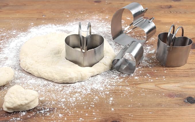 RSVP International Endurance Heart Shape Biscuit Cutters - Stainless Steel, Set of 4 | Nest for Easy Storage | For Cutting Thick or Thin Dough | Professional | Dishwasher Safe