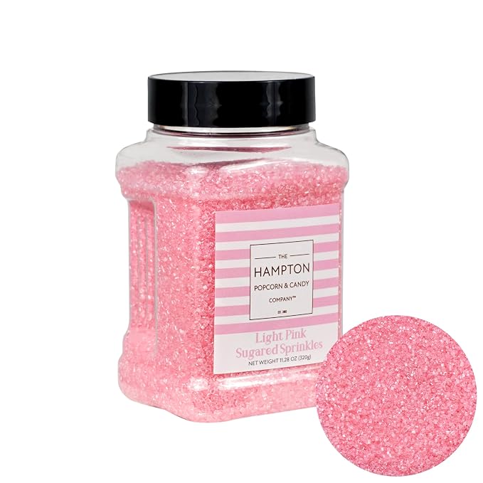 Pink Sanding Sugar Light Pink Sprinkles 11.28 oz, Pink Sugar Sprinkles, Sanding Sugar For Cookie Decorating, Sanding Sugar For Baking, Pink Sugar, The Hampton Candy Company