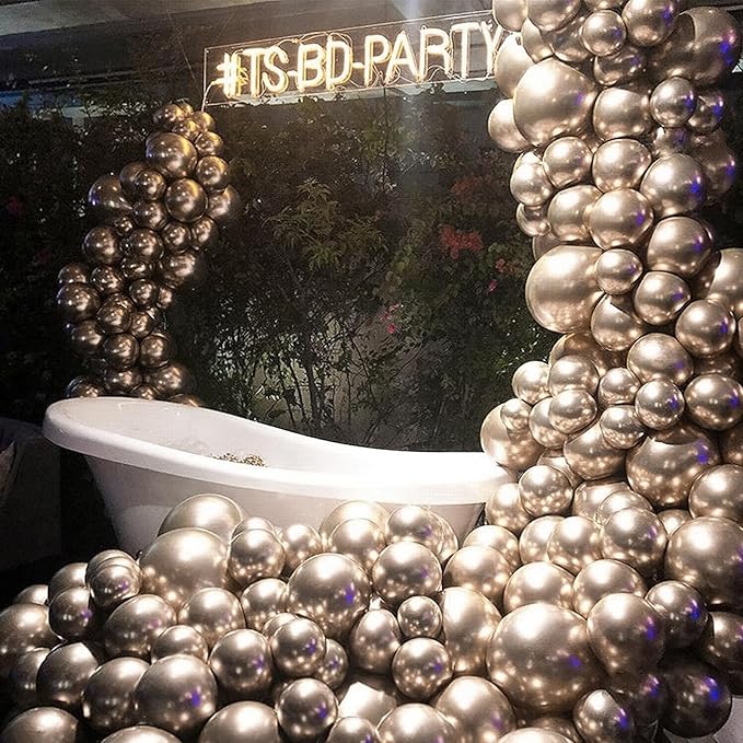 PartyWoo Metallic Gold Balloons 100pcs 12 Inch Chrome Gold Latex Helium Balloons for Wedding Christmas Birthday Graduation Baby Shower Retirement Bachelorette Tea Party Decorations Gold-G127