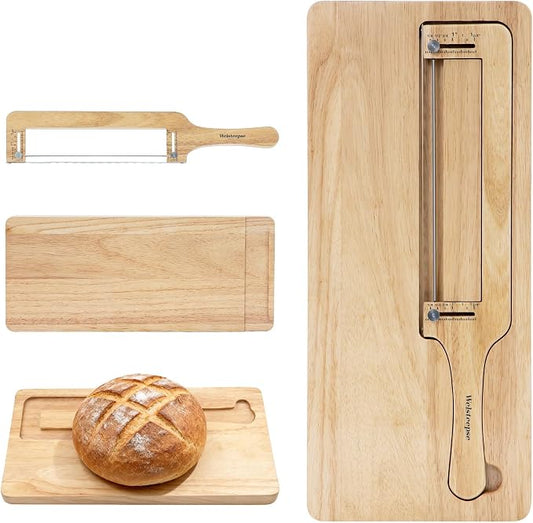 welsteepse Bread Slicer for Homemade Bread – Sourdough Bread Knife with Thickness Guide & Serrated Stainless Blade,Magnetic Storage