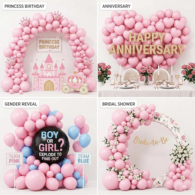 104pcs Pastel Pink Balloons Garland Arch Kit, 18 12 10 5 Inch Light Baby Blush Macaron Pink Latex Balloons for Girl Baby Bridal Shower Birthday Sweet 16 Decorations