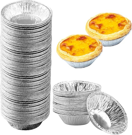 Disposable Aluminum Foil Tart,100 Pack Mini Pie Tins,Pie Pans for Baking Personal Mini Pies,Round Pie Tart Small Tin Foil Pans