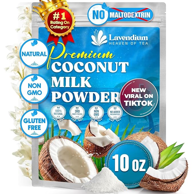 Lavendium, 10oz Coconut Milk Powder, 100% Natural, Unsweetened, Perfect for Cake, Coffee, Tea, Creamer Alternative, No Additives, No Gluten, Vegetarian.