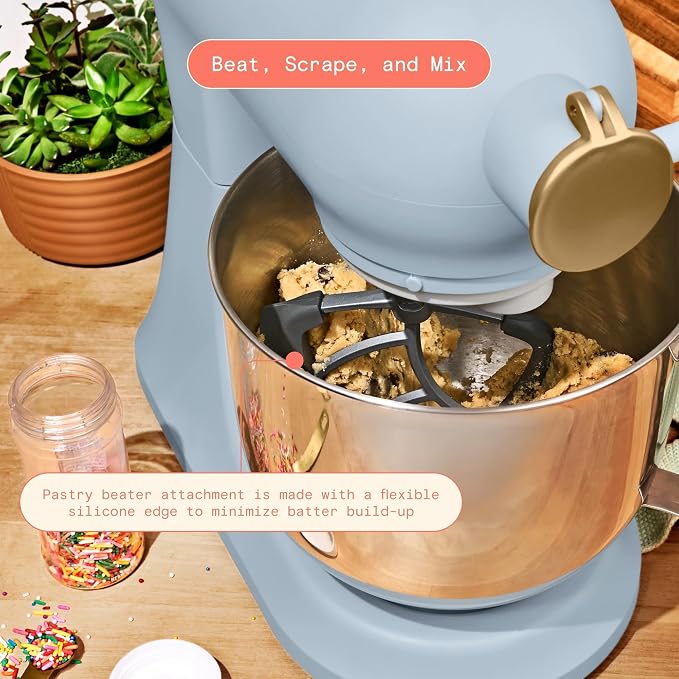 6 Quart Stand Mixer, 600W Tilt-Head Electric Kitchen Mixer with 12 Speeds, Stainless Steel Bowl, Dough Hook, Whisk & Beater, Multifunction Food Mixer (Cornflower Blue)