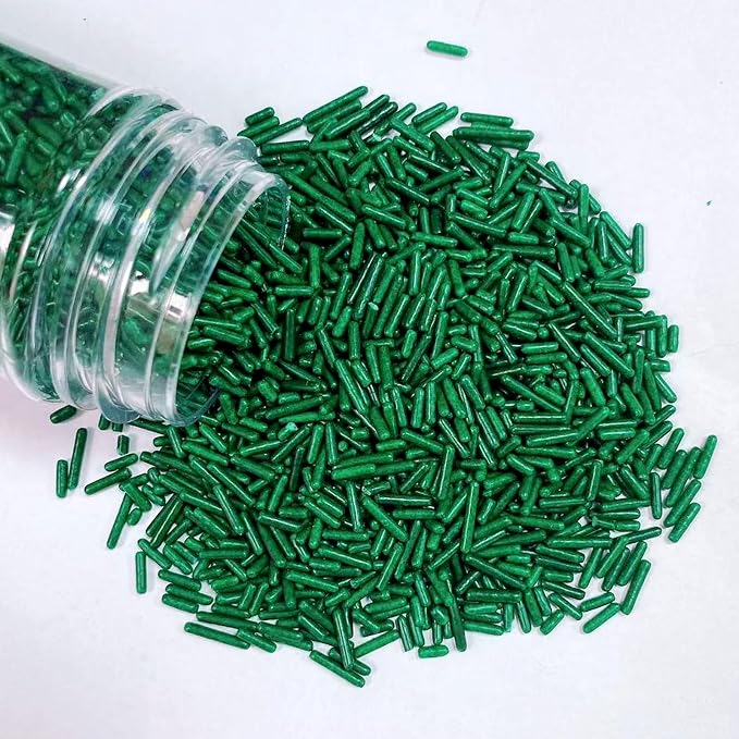 PhilaeEC Green Jimmies Sprinkle Edible Soft Jimmies Sprinkle for Cake Decoration Cupcake Topper Cookie Baking Decorations Halloween Christmas Valentine Supplies 2.75oz/78g