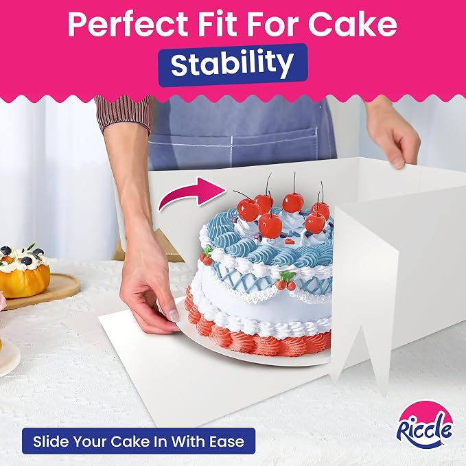 RICCLE 15pcs Cake Boxes, 10x10x8 Inches Tall Cake Box with Window, Large White Bakery Boxes, Baking Boxes, Square Cardboard Cake Box for Multi-Layer Cakes, Cake Decorating Supplies, Valentines Day