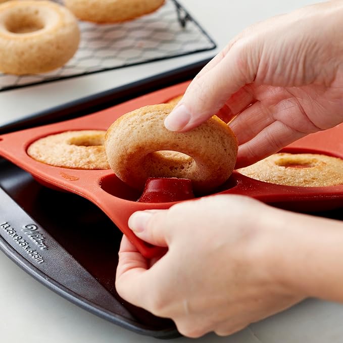Wilton Non-Stick Food-Grade Silicone Donut Pans, Baking Pans, Set of 2