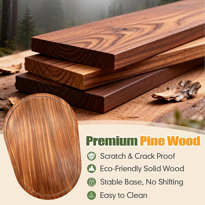 Mixer Slider for Kitchenaid Mixer 5-8 Qt Bowl Lift Stand Mixer Pine Wood Countertop Appliance Sliding Tray Mover Sliding Caddy for Kitchen Aid Slider Mat Accessories Attachments Brown