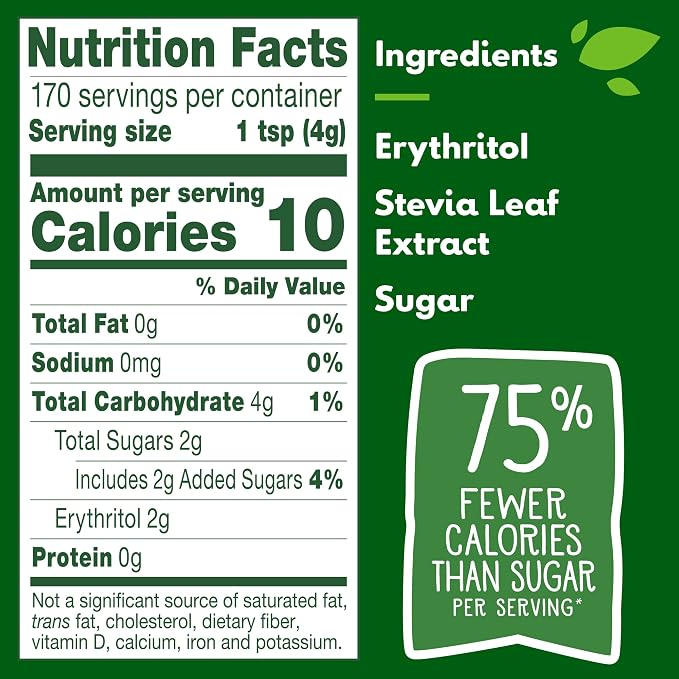 Truvia Cane Sugar Blend, Mix of Natural Stevia Sweetener and Cane Sugar, 24 oz Bag (Pack of 4)