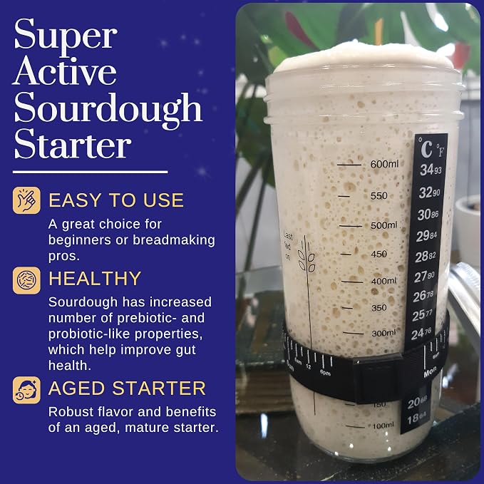 Gluten Free Sourdough Starter - 100+ Year Old Dehydrated Heirloom Style Sourdough Starter Kit for Sourdough Bread, Pizza, Buns, Pancakes, Muffins | Easy to Use | Beginner Friendly