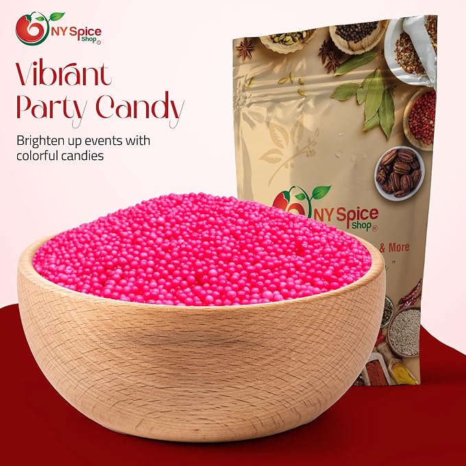 NY Spice Shop Pink Nonpareils - 1 Pound Colorful Candy Sprinkles - Pink Nonpareil Candies - Candy Sprinkles for Decorating Cupcakes, Cookies, Cakes, Chocolates and Desserts