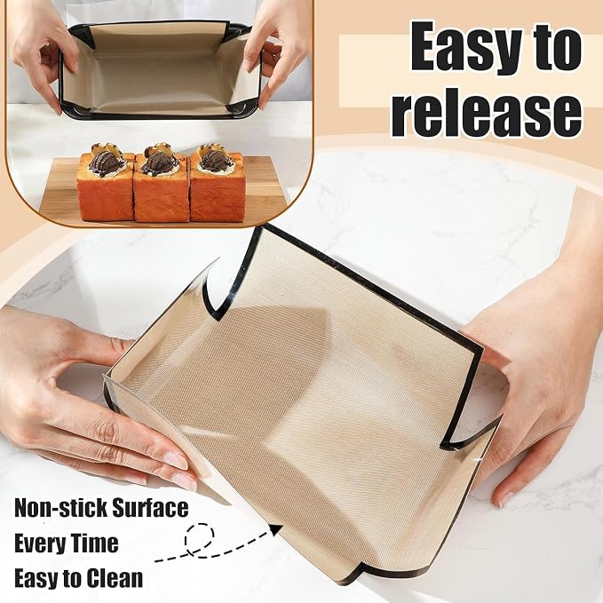 4 Pcs Loaf Pan with Liners Set 8 x 4 Inch Non-stick Bread Pan and Silicone Loaf Liners for Homemade Baking Carbon Steel Rectangular Baking Tray for Kitchen Sourdough Sandwich Home(Black)