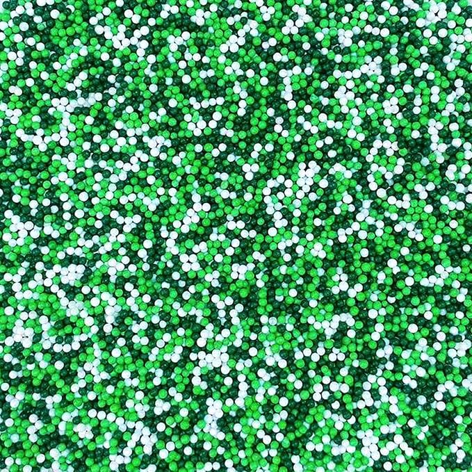 Sentovac Green and White Nonpareils Sprinkles St Patricks Edible 2mm Mini Peals Sprinkle for Cake Decorating Sugar Candy Cookie Cupcake Topper Baking Decorations Christmas St Patricks Supplies