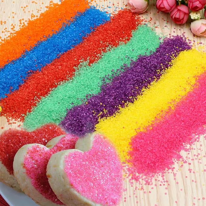 Sentovac 4-Colors Sanding Sugar for Baking Edible Sparkling Coarse Sugar Crystals Sprinkles for Baking Cake Cookie Cupcake Topper Ice Cream Decoration Supplies（Blue Orange Gold White）