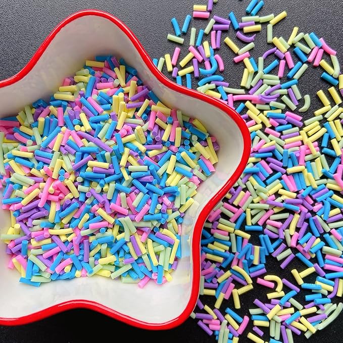 EHOPE 50g Fake Sprinkles Non-edible Polymer Clay Sprinkles Resin Sprinkles Fake Candy Sprinkles Faux Sprinkles for DIY Crafts Nail Art Cake Phone Case(Purple Green Blue Sugar granules-15A)
