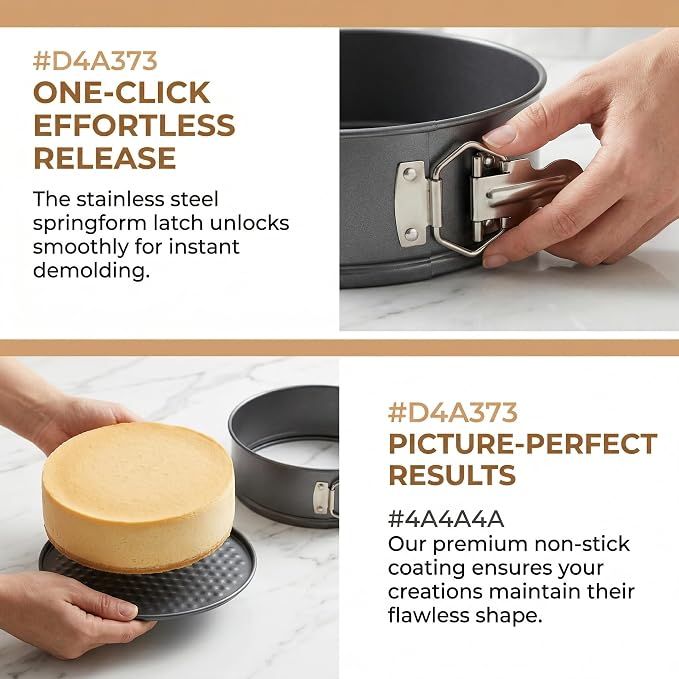 Springform Pan Set of 4,Non-stick with leak proof, 4.5/7/8.5/10Inches | Cheesecake Pan, Carbon Steel, Leakproof, Removable Bottom, Round cake pan, Baking pan