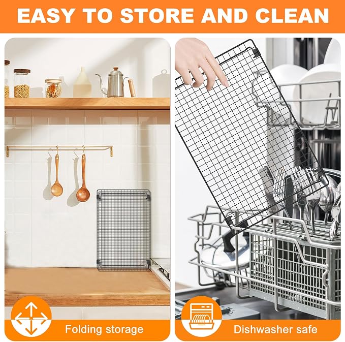 2 Pcs Cooling Rack with Collapsible Legs,Carbon Steel Baking Cooling Rack,Stackable Cake Cooling Rack,Nonstick Cookie Cooling Rack for Baked Goods Baking Cooking Cooling Roasting (large size)