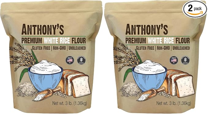 Anthony's Premium White Rice Flour, 3 lb, Gluten Free, Non GMO (Pack of 2)