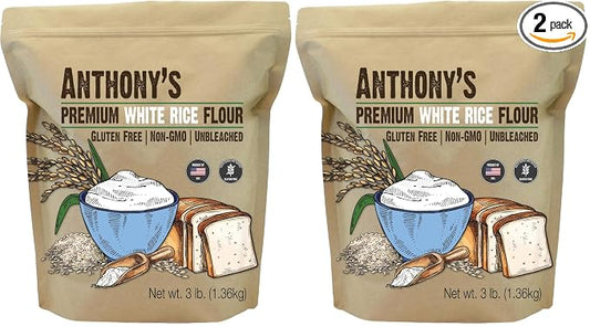 Anthony's Premium White Rice Flour, 3 lb, Gluten Free, Non GMO (Pack of 2)