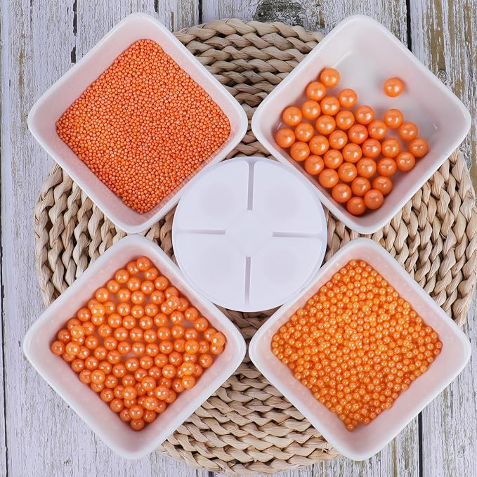 Halloween sprinkles for Cake Decorating, 7.8oz Orange Pearl Sprinkles 4 Sizes Mix for Cake Cupcake Cookie Baking Donuts Ice Cream Toppings