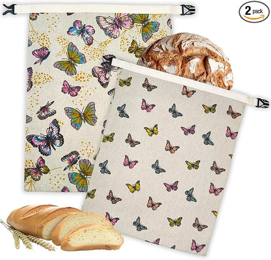 2 Pack Beeswax Bread Bags for Homemade Bread with Zipper, Large 13x17'' Reusable Beeswax Sourdough Bread Storage Bag, Keep Loaves Fresh Longer, Freezer Safe & Airtight, Natural, Zero Waste